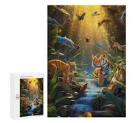 Jigsaw 300 PCS for Teenagerss Jungle Majesty Tigers Amidst Nature's Splendor Jigsaw Relax Games Difficult Challenge Unique Gifts for Birthday And Christmas 300 PCS
