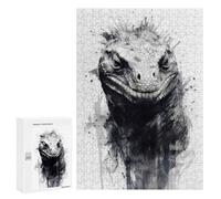 Jigsaw 300 PCS for Teenagerss Komodo Dragon Black Ink Puzzles for Adults Relax Games Staycation Kill Time for Is Ideal As A Gift 300 PCS