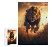 Jigsaw 300 PCS for Teenagerss Lion Running at Sunset Jigsaw for Adults Toy Wall Decor Presents for Women Unique Gifts for Birthday And Christmas 300 PCS