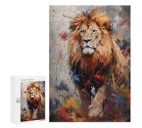 Jigsaw 300 PCS for Teenagerss Lion Walking in Paint Jigsaw for Adults Toy Wall Decor Presents for Women Unique Gifts for Birthday And Christmas 300 PCS