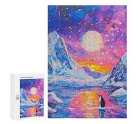 Jigsaw 300 PCS for Teenagerss Lonely Penguin Sunset Puzzle for Adults Anti-Stress Toys Difficult Hard for Is Ideal As A Gift 300 PCS