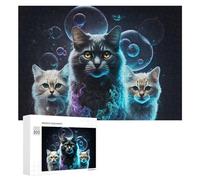 Jigsaw 300 PCS for Teenagerss Magical Bubble Cats Jigsaw Relax Games Difficult Challenge Unique Gifts for Birthday And Christmas 300 PCS