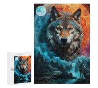 Jigsaw 300 PCS for Teenagerss Mystical Moon Lone Wolf Puzzles for Adults Relax Games Staycation Kill Time for Is Ideal As A Gift 300 PCS