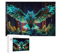 Jigsaw 300 PCS for Teenagerss Neon Forest Owl Majesty -1 Puzzles for Adults Relaxing Games Analysis And Logic Parent-child Interaction 300 PCS