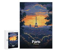 Jigsaw 300 PCS for Teenagerss Paris Sunset Skyline Jigsaw Puzzle Family Games Pattern Assembly Unique Gifts for Birthday And Christmas 300 PCS