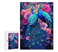 Jigsaw 300 PCS for Teenagerss Peacock Paradise Vibrant Floral Artwork Jigsaw Relax Games Difficult Challenge Unique Gifts for Birthday And Christmas 300 PCS
