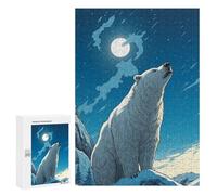 Jigsaw 300 PCS for Teenagerss Polar Bear Under Moonlight Jigsaw Relax Games Difficult Challenge Unique Gifts for Birthday And Christmas 300 PCS