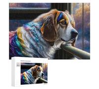 Jigsaw 300 PCS for Teenagerss Rainbow Dog Fantasy Artwork Jigsaw Relax Games Difficult Challenge Unique Gifts for Birthday And Christmas 300 PCS