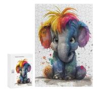 Jigsaw 300 PCS for Teenagerss Rainbow Elephant Puzzles for Adults Relax Games Staycation Kill Time for Is Ideal As A Gift 300 PCS