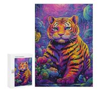 Jigsaw 300 PCS for Teenagerss Rainbow Tiger in Fantasy Forest Jigsaw Relax Games Difficult Challenge Unique Gifts for Birthday And Christmas 300 PCS