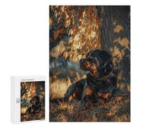 Jigsaw 300 PCS for Teenagerss Rottweiler Under A Tree Puzzles for Adults Relax Games Staycation Kill Time for Is Ideal As A Gift 300 PCS
