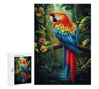 Jigsaw 300 PCS for Teenagerss Scarlet Macaw in Jungle Jigsaw for Adults Toy Wall Decor Presents for Women Unique Gifts for Birthday And Christmas 300 PCS