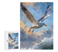 Jigsaw 300 PCS for Teenagerss Seagull Soaring over Ocean Waves Puzzles for Adults Relax Games Staycation Kill Time for Is Ideal As A Gift 300 PCS