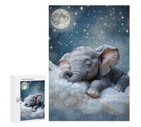 Jigsaw 300 PCS for Teenagerss Sleeping Baby Elephant on Cloud Jigsaw Puzzle Family Games Pattern Assembly Unique Gifts for Birthday And Christmas 300 PCS