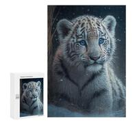 Jigsaw 300 PCS for Teenagerss Snowy Tiger Cub Puzzles for Adults Relax Games Staycation Kill Time for Is Ideal As A Gift 300 PCS