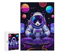 Jigsaw 300 PCS for Teenagerss Space Panda DJ Jigsaw Puzzle Family Games Pattern Assembly Unique Gifts for Birthday And Christmas 300 PCS