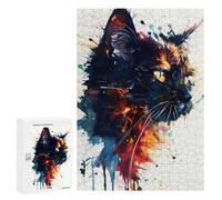 Jigsaw 300 PCS for Teenagerss Splash Watercolor Cat Puzzles for Adults Relax Games Staycation Kill Time for Is Ideal As A Gift 300 PCS