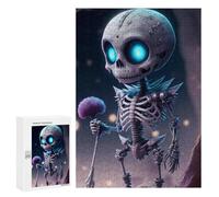 Jigsaw 300 PCS for Teenagerss Spooky Skeleton with Glowing Eyes Jigsaw Relax Games Difficult Challenge Unique Gifts for Birthday And Christmas 300 PCS