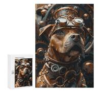 Jigsaw 300 PCS for Teenagerss Steampunk Dog Terrier Puzzles for Adults Relax Games Staycation Kill Time for Is Ideal As A Gift 300 PCS