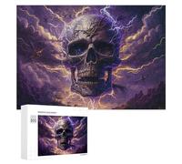 Jigsaw 300 PCS for Teenagerss Thunderstorm Skull Artwork -3 Puzzle for Adults Anti-Stress Toys Difficult Hard for Is Ideal As A Gift 300 PCS
