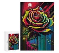 Jigsaw 300 PCS for Teenagerss Vibrant Rainbow Rose Artwork Jigsaw Relax Games Difficult Challenge Unique Gifts for Birthday And Christmas 300 PCS