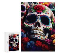 Jigsaw 300 PCS for Teenagerss Vibrant Sugar Skull Puzzles for Adults Relax Games Staycation Kill Time for Is Ideal As A Gift 300 PCS