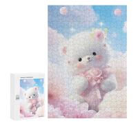 Jigsaw 300 PCS for Teenagerss White Teddy Bear Adult Jigsaw Hands-on Game Home Decoration Unique Gifts for Birthday And Christmas 300 PCS