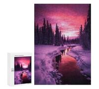 Jigsaw 300 PCS for Teenagerss Winter River Sunset Puzzles for Adults Relax Games Staycation Kill Time for Is Ideal As A Gift 300 PCS