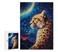 Jigsaw 300 PCS Galactic Cheetah Majesty Jigsaw Puzzles for Teenagers Improve Memory Educational Challenge Gifts for Friends And Family 300 PCS