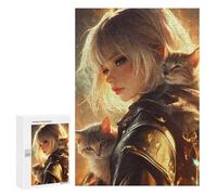 Jigsaw 300 PCS Golden Armor with Cats Jigsaw Puzzles for Adults Improve Memory Challenging To Complete Christmas Birthday Gifts 300 PCS