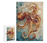 Jigsaw 300 PCS Golden Octopus Art Print Jigsaw Puzzles for Teenagers Improve Memory Educational Challenge Gifts for Friends And Family 300 PCS