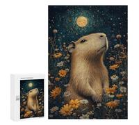 Jigsaw 300 PCS Moonlit Capybara Garden Jigsaw Puzzles for Teenagers Improve Memory Educational Challenge Gifts for Friends And Family 300 PCS