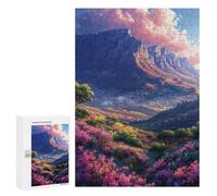 Jigsaw 300 PCS Mountain Valley with Pink Flowers Puzzle For Teenagers Enhance Memory Train Your Brain And Hands Addictive Toys to Cultivate Patience 300 PCS