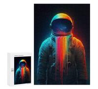 Jigsaw 300 PCS Neon Astronaut Space Exploration Art Jigsaw Puzzles for Adults Improve Memory Challenging To Complete Christmas Birthday Gifts 300 PCS