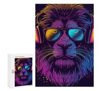 Jigsaw 300 PCS Neon Monkey Headphones Art Print Puzzle For Teenagers Enhance Memory Train Your Brain And Hands Addictive Toys to Cultivate Patience 300 PCS
