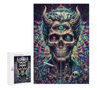 Jigsaw 300 PCS Psychedelic Devil Skull Art Print-1 Puzzle For Teenagers Enhance Memory Train Your Brain And Hands Addictive Toys to Cultivate Patience 300 PCS