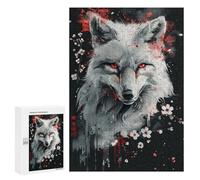 Jigsaw 300 PCS Red-Eyed Wolf Art Print Jigsaw Puzzles for Adults Improve Memory Challenging To Complete Christmas Birthday Gifts 300 PCS