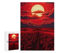 Jigsaw 300 PCS Red Sunset Over Fields Puzzle For Teenagers Enhance Memory Train Your Brain And Hands Addictive Toys to Cultivate Patience 300 PCS