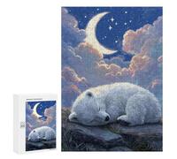 Jigsaw 300 PCS Sleeping Polar Bear Night Sky Jigsaw Puzzles for Adults Improve Memory Challenging To Complete Christmas Birthday Gifts 300 PCS