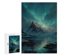 Jigsaw 300 PCS Snow-Capped Mountain Aurora Reflections Jigsaw Puzzles for Adults Improve Memory Challenging To Complete Christmas Birthday Gifts 300 PCS
