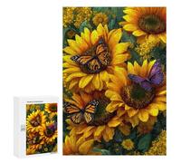 Jigsaw 300 PCS Sunflower Butterfly Garden Jigsaw Puzzles for Teenagers Improve Memory Educational Challenge Gifts for Friends And Family 300 PCS