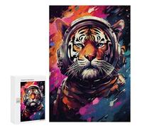 Jigsaw 300 PCS Tiger Astronaut Space Art Print Jigsaw Puzzles for Adults Improve Memory Challenging To Complete Christmas Birthday Gifts 300 PCS