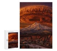 Jigsaw 300 PCS Volcano Clouds Over Mountain Town Puzzle For Teenagers Enhance Memory Train Your Brain And Hands Addictive Toys to Cultivate Patience 300 PCS