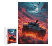 Jigsaw 300 PCS War Tank in Fiery Sky Jigsaw Puzzles for Adults Improve Memory Challenging To Complete Christmas Birthday Gifts 300 PCS