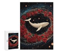 Jigsaw 300 PCS Whale Roses Celestial Art Jigsaw Puzzles for Teenagers Improve Memory Educational Challenge Gifts for Friends And Family 300 PCS