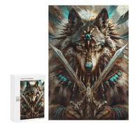 Jigsaw 300 PCS Wolf Warrior Art Print Puzzle For Teenagers Enhance Memory Train Your Brain And Hands Addictive Toys to Cultivate Patience 300 PCS