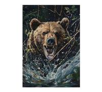 Jigsaw 38x26cm/1000pcs for Teenagerss Bear Smashing through The Undergrowth Branches Jigsaws for Adults Hands-on Game Wall Decoration Parent-child Interaction 38x26cm/1000pcs
