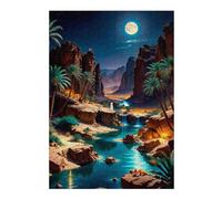 Jigsaw 38x26cm/1000pcs for Teenagerss Desert Oasis Under The Moonlight Jigsaws for Adults Relax Games Perfect Decoration Parent-child Interaction 38x26cm/1000pcs
