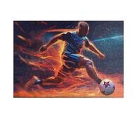 Jigsaw 38x26cm/1000pcs for Teenagerss Dynamic Soccer Player in Action -2 Jigsaw Relax Games Difficult Challenge Unique Gifts for Birthday And Christmas 38x26cm/1000pcs