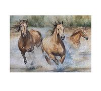 Jigsaw 38x26cm/1000pcs for Teenagerss Galloping Horses in Watercolor Jigsaw Relax Games Difficult Challenge Unique Gifts for Birthday And Christmas 38x26cm/1000pcs